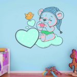 Παιδικό Αυτοκόλλητο Τοίχου - Αρκουδάκι στα σύννεφα 06